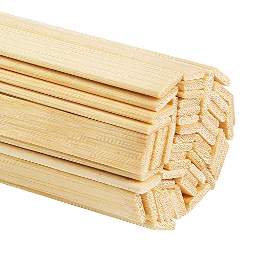Pllieay 60 Stück natürliche Bambusstöcke Holz-Bastelstäbe Extra lange Stöcke zum Basteln (39,9 cm Länge x 0,9 cm Breite x 0,2 cm Dicke)