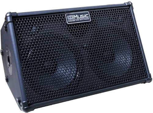 Coolmusic BP60D 60 W x 2 Lautsprecher batteriebetriebener Verstärker für Akustikgitarre, tragbarer Bluetooth-Lautsprecher mit Reverb Chorus Delay-Effekt, 7 Eingänge