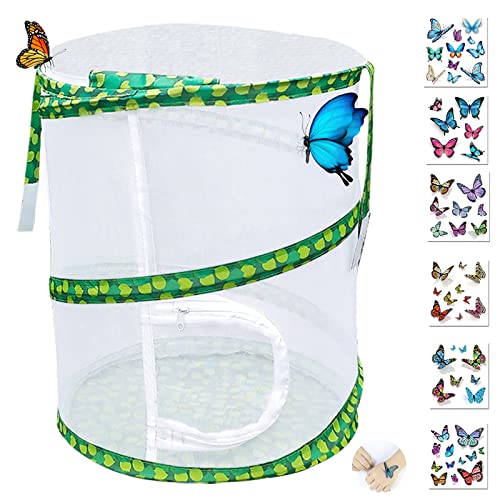 Schmetterlingshaus,Schmetterlinge Züchten,Schmetterlingsnetz,Faltbares Pop up Design für Kinder/Kinder Outdoor Aktivitäten,Schmetterling Habitat für Schmetterlinge/Kricket/Fliegen/Liebling/Pflanzen