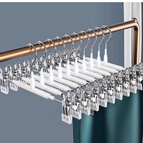 Hosenbügel aus Metall, 10 Stück Kleiderbügel Klammerbügel für Hosen Socken Röcke, 30cm Anti-Rutsch, Verchromt,Rockbügel Hosenspanner mit Clips, Hohe Belastbarkeit