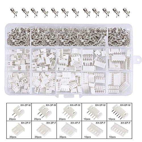 YIXISI 460 Stück JST Stecker Kit, JST-XH, 2,54mm Pitch Weiblich Pin Header, Adapter Kabel Stecker, Männlich und Stecker (2/3/ 4/5/ 6 Pin)