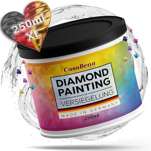 CasaBena® - Diamond Painting Versiegelung 250ml - Diamant Painting für strahlende Bilder & dauerhaften Glanz - Diamond-Painting Zubehör für Glitzereffekt & Schutz (durchsichtig) - Made in Germany