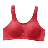 QWUVEDS Frauen Sexy Spitze Vorne Schnalle Drucke Unterwäsche Ohne Weste Spitze Plus Größe BH Unterwäsche Spitzentop Sport BH Push Up BH Comfy Haltungskorrektur BH (Red, 42)