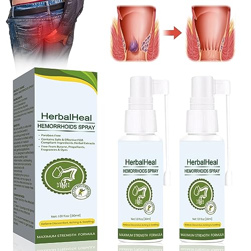 Herbal Hemorrhoids Spray, Natural Formula, Fast Relief of Hemorrhoids, Natürliches Pflanzliches Hämorrhoiden-Spray (2 Stücke)