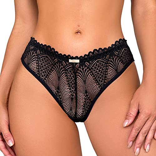 Seiden Unterwäsche Damen Taille gestreifte Tangas No Show Bikini benutzerdefinierte Tangas Frauen Unterwäsche Höschen Baumwoll-Tanga Umstands Unterwäsche Set (Black, XL)