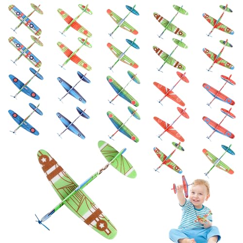 24 x Gleitflugzeuge Set, Einzeln Verpackten Styroporflieger Kinder, Styropor Flugzeuge für Kinder, Gleitflugzeuge Styroporflieger Set, Ideal als Mitgebsel Mitbringsel Give Aways Kindergeburtstag