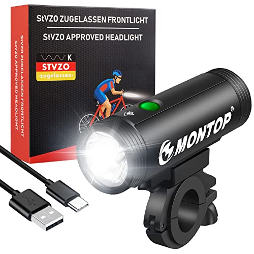 MONTOP StVZO Zugelassen Fahrradlicht, USB Frontlichter Akku, LED Fahrradbeleuchtung Fahrradlampe, Bike Light, Fahrradlichter für Kinder und Erwachsene LITE