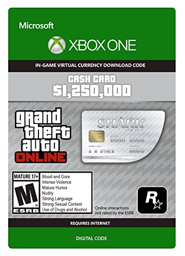 Grand Theft Auto Online | GTA V Great White Shark Cash Card | 1,250,000 GTA-Dollars | Xbox One Download Code