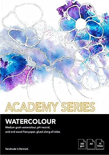 PLAY-CUT Academy Series Aquarellpapier A4 (Weiß) | Aquarellblock 180g/m2 mit 20 Blättern Aquarell Papier | Malblock Din A4 | Watercolor Block für Aquarellfarben