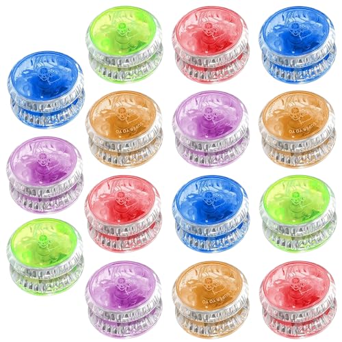 Hojalis 15 Stück LED Licht YoYo, Kunststoff Responsive Yoyo, Reaktives Kugellager JoJo, JoJo Spielzeug, für Anfänger und Kinder, für Geburtstag Party Gastgeschenk, Preise, Zufällige Farben