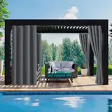 Ansobea Outdoor Vorhang 254x213cm(BxH), Blickdicht Wasserdicht Wetterfest Outdoorvorhänge mit Ösen, Sichtschutz & Sonnenschutz Outdoor Gardinen, für Balkon Garten Terrasse Pavillon(2 Stück,Grau)