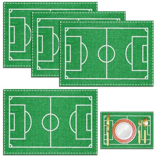 4 Stück Schreibtischunterlage Fussball FrüHstücksunterlage Schule Tischset Kinder Abwaschbar Platzset Kinder Fussball Tischset Kinder Platzdeckchen Fussball Tischdecke, Küche Tischdekorations