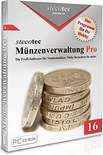 Münzen Software - Stecotec Münzen-Verwaltung Pro 16 - Programm f. Ihre Münzsammlung - Numismatik - Datenbank - CD-ROM