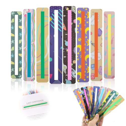 8 Stück leselineal lesehilfe kinder, Geführte Lesestreifen, Lesehilfe Lineal Leselineal mit Lesefenste, Buntes Lesezeichen,dyslexia overlays geführte lesestreifen, Hervorhebungsstreifen