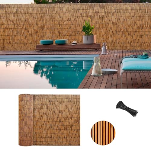 Langlebiger, wasserdichter Bambus-Sichtschutz, 60 x 300 cm, Sichtschutzzaun für Terrasse, Garten, Balkon, stilvolle Outdoor-Baldachin, Gartendekoration, Sonnenschutzlösung
