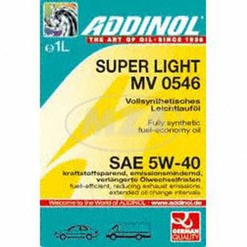 6,45€/l ADDINOL PKW SAE 5W-40 SUPER LIGHT MV 0540 - Leichtlauf-Motorenöl, vollsynthetisch, 1 L Dose