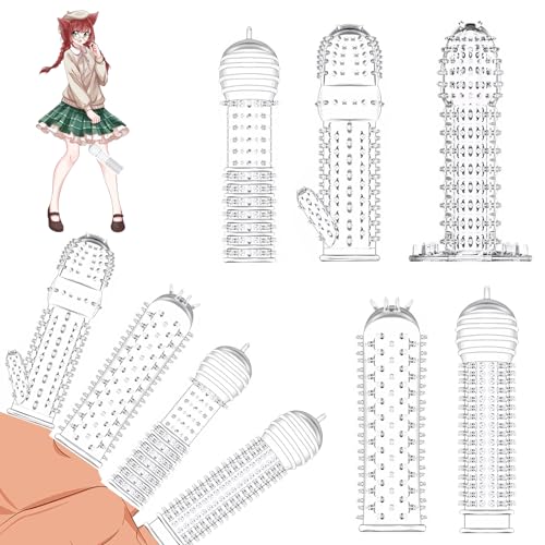 Qoosea 5 pieces Fingerhüllen Set Masturbation, Clear G-Punkt Finger Massage Sexspielzeug, Sexfinger Ticklers Set die Männer Frau Paare Extrem Sex(Transparent)