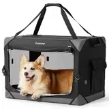 Lesure Hundebox Auto Transportbox Hund Hundebox Faltbar, Transportbox mit Tragegriffen 61 x 40 x 40 cm, Hundetransportbox Auto Klein & Groß Hundebox Faltbar, Transportbox Katze, Oxford-Gewebe, Schwarz