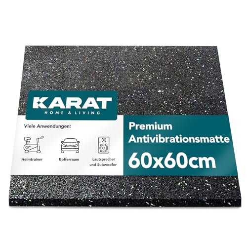 KARAT Antivibrationsmatte 60 x 60 cm, 2 cm dick - zuschneidbare Antivibrationsunterlage für Waschmaschine & Trockner, Gummiunterlage, Waschmaschinenunterlage, Schallschutzmatte, Gummimatte