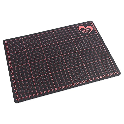 Ideen mit Herz Schneidematte, selbstheilend, Ideen-mit-Herz-Design | mit Bemaßung, Zentimetereinteilung | schnittfeste Arbeits-Unterlage zum Basteln, Scrapbooking, Modellbau (Din A4 | 30 x 22 cm)