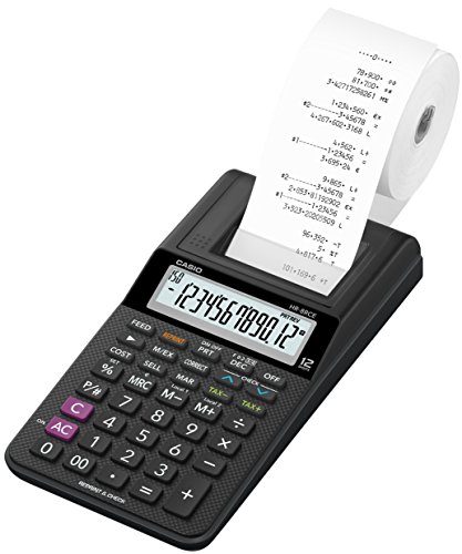 CASIO Druckender Tischrechner HR-8RCE, 12-stellig, Wiederholungsdruck, Cost/Sell/Margin, Profi-Prozentrechnung