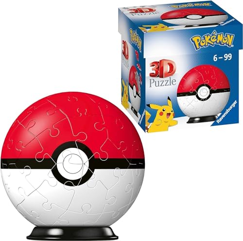 Ravensburger 3D Puzzle 11256 - Puzzle-Ball Pokémon Pokéballs - Pokéball Classic - 54 Teile - für Pokémon Fans ab 6 Jahren, Pokémon Geschenke