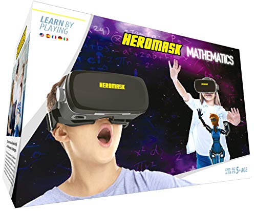 Heromask: VR Headset + Mathe Spiele [Einmaleins, Kopfrechnen...] Interaktives Spielzeug für Kinder 5 6 7 8...12 Jahren. 3D AR VR Brille - Geschenke für kinder Geburtstag - Weihnachten. VR Spiele