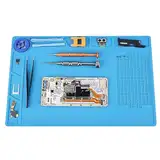 Lötmatte, 34 x 23 cm Reparatur- und Lötmatte Silikon, 500°C Werkbankmatte zur Reparatur von Uhren, Handys, Laptops