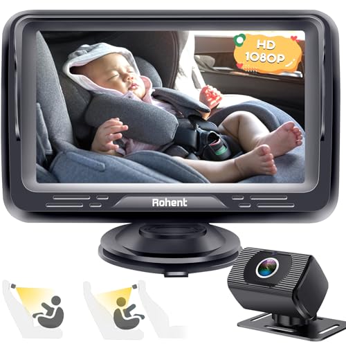 Baby Auto Kamera HD 1080P Augenschutz klare Nachtsicht - Rear Facing Stabilität Rücksitzkamera mit Monitor für Autositz Reisen - Baby Shower Geschenke N06