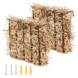 VEVOR Heuraufe Vieh, 650 x 200 x 585 mm, 2er-Set Hochleistungs-Futterraufe aus Stahl für Ziegen, Wandraufe Heuhalter für Pferde, Futtertrog für Schafzucht im Innen- & Außenbereich, Futterspender
