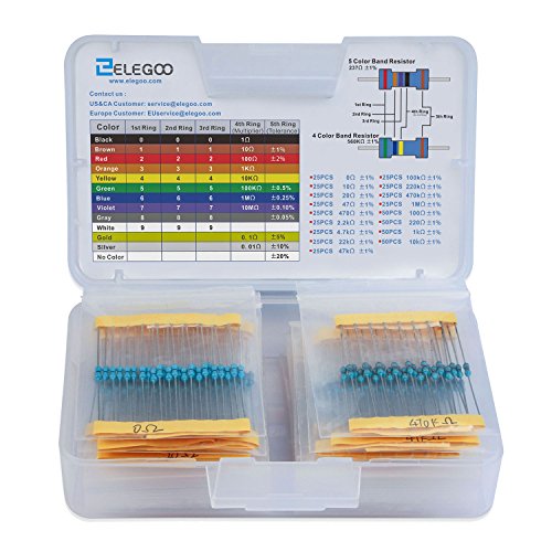 ELEGOO Widerstände Sortiment Kit 525 Stück 1/4W Metallfilm 0 Ohm -1M Ohm