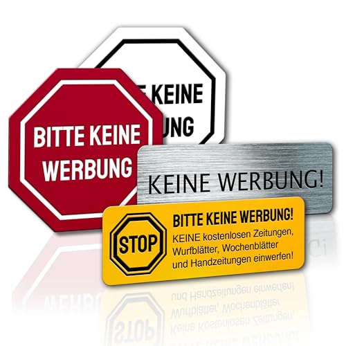 FILIGRAVO - Stop-Keine-Werbung Aufkleber - Briefkastenschild mit Gravur - Bitte keine Werbung & kostenlose Zeitung Schild - Selbstklebend