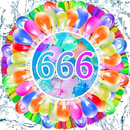 FAMKEEP 666 Stück Wasserballons,Mehrfarbig Wasserballons,Sekunden Schnellfüller,Wasserbombens Selbstschließend,Asser Luftballons Mega Pack,Pool Spielzeug,Strand Party,Outdoo für Poolparty