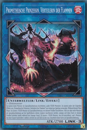 RA03-DE050 - Prometheische Prinzessin, Verteilerin der Flammen - Super Rare - Deutsch - 1. Auflage - Quarter Century Bonanza - mit LMS Trading Fieldcenter-Karte Yugioh