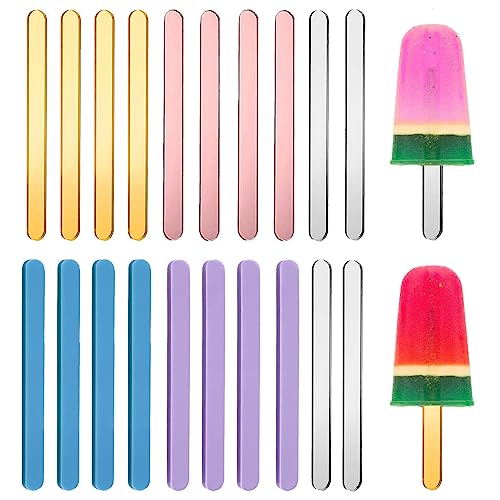 Wiederverwendbare Acryl-Cakesicle-Sticks,Acryl-Eisstange,11.5CM Acryl-Eis am Stiel,20 Stück Für die Herstellung von DIY-Eiscreme-Kuchen (Reißen Sie die Produktschutzfolie bei der Verwendung ab),Farbe