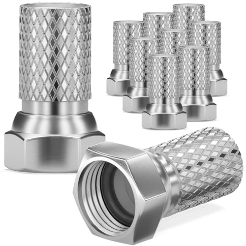 HB-DIGITAL SET 10x F-Stecker 7mm mit Gummidichtung breite Mutter für Koaxial Antennenkabel Sat Kabel BK Anlagen