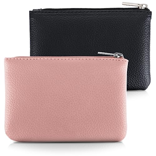 simarro 2 Stück Kleines Portemonnaie Damen, Leder Mini Geldbörse Klein Portemonnaie Coin Purse Münzgeldbörse Münzbeutel Schlüsseletui Woman Wallet Mini Geldbeutel für Damen (schwarz rosa)