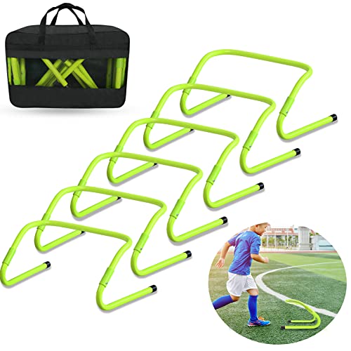 SUBTLETY Speed & Agility Training Hürden 6er Set Koordinationshürden Hürdensatz Höhenverstellbar Fußball Hürden Set Fussball Trainingszubehör Multi-Sport Trainingshilfe für Athlet Kinder (Grün)
