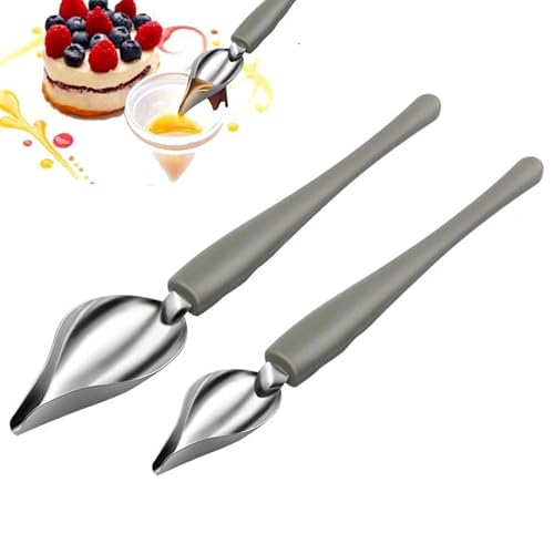 Dekorierlöffel Set,2 Pcs Edelstahl Dekorierlöffel Saucenlöffel Dekolöffel Dekorierlöffel Löffel DIY Werkzeuge für Kuchen Schokolade Gebäck Dekorieren Bleistift Sauce Kuchen Dekorieren Tools
