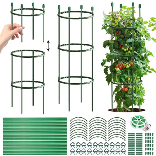 Tomaten Rankhilfe, 141 PCS Gurken Rankhilfe Mit Verstellbarer Höhe, Tomatenkäfig, Pflanzenstütze, Tomatenturm, Gurkenturm Rankhilfe, Rankgitter für Tomaten, Gurken,Blumen,Pflanzen,Garten
