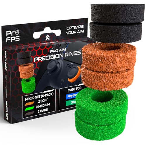 ProFPS Precision Rings Aim Ringe: 6X Schaumstoffring für Thumbstick Stoßdämpfer - 3 Stärken - PS5 Zubehör, PS4 Zubehör, Xbox Zubehör - Optimales Playstation Zubehör & PS5 Accessories für Esports