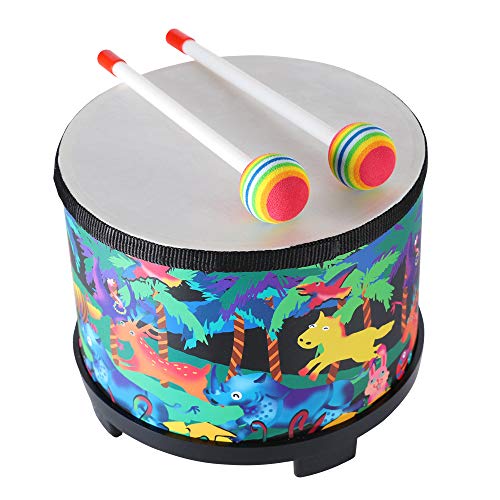 Floor Tom Trommel für Kinder 8 Zoll Montessori Percussion Instrument Musiktrommel mit 2 Schlägeln für Baby Kinder besonderes Weihnachtsgeschenk Geburtstagsgeschenk (20,3 cm)