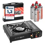 Gaskocher 1-flammig mit Gaskartuschen 227g 4 Stück MSF-1a, Camping Herd mit Tragekoffer - Ideal für Outdoor-Aktivitäten wie Camping oder Wandern