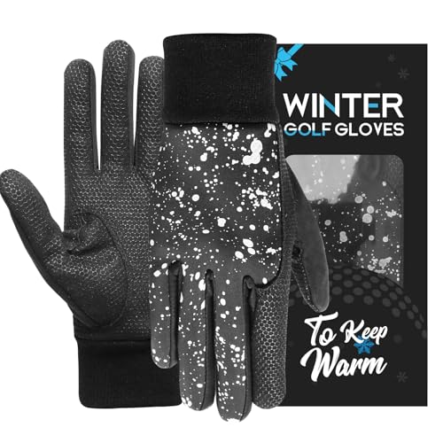 FINGER TEN Golfhandschuhe Winter Damen Herren Links Recht Beide Hände Thermal Grip Paar,Winter Golf Handschuhe Warm Kaltes Wetter Performance Schwarz Dunkel (Schwarz, M/L)