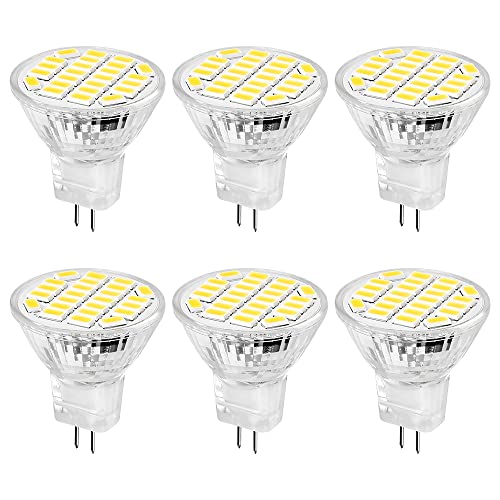 AVCXEC MR11 GU4 LED 3W Warmweiß 3200K, 450LM, 6 Stück Leuchtmittel Reflektor, Ersatz für 20-25W Halogenlampen Glühlampen, GU4 MR11 LED Leuchtmittel Birne Spot Licht, 180° Abstrahlwinkel,AC DC 12V-24V