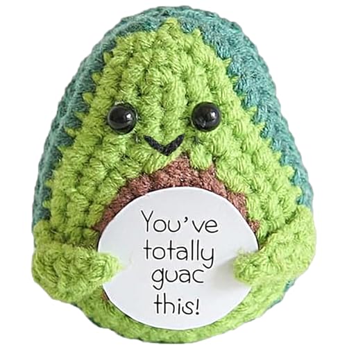 XBOCMY Pocket Hug Positive Avocado, Kreative Strickwolle Avocado Puppe, Mutmacher Geschenk, Gute Besserung Geschenk, Glücksbringer Prüfung Geschenk