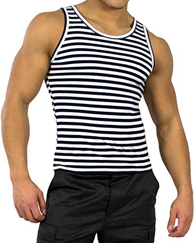 normani Russisches Marine Tank Top Rundhals S-XXL Farbe Weiß/Blau Größe L