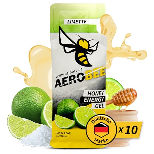 AEROBEE Energy Gel Classic - Limette 10x26g [100% Natürliches Energie Gel aus Honig] richtig leckeres Sportgel für den Ausdauersport, Energy Gel Laufen, Power Gel Sport, Sportnahrung