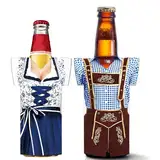 Oktoberfest Deko, Oktoberfest Accessoires Bierflaschen Kühler Bierkühler (2er Pack) für 0,3l, 0,33l & 0,5l Langhaltende Kühle