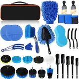 Auto Reinigungsset, 31Pcs Autopflege Set Auto Detailingbürste Auto Wäsche Set Staubentfernungsbürste für Auto Innenraum und Außen, Lüftungsschlitz, Armaturenbrett, Motor, Rädern, Haushaltsreinigun